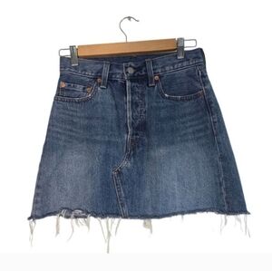 Denim Frayed Hem Skirt Levis Premium Jean Mini Skirt 70s 90s